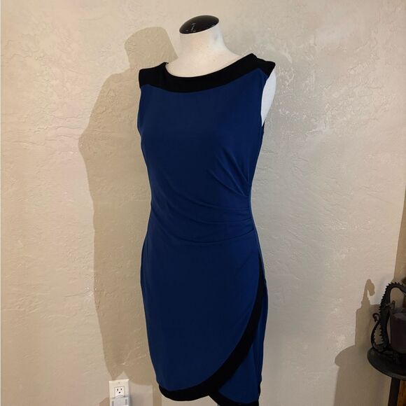 Boston Proper Blue and Black Dress Sz 6 - Picture 5 of 7